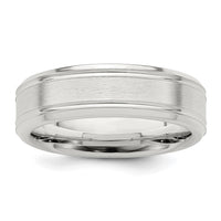 Load image into Gallery viewer, Sterling Silver 6mm Brushed Flat Grooved Fancy Band Size 11
