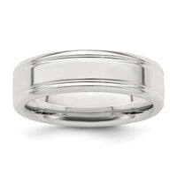 Load image into Gallery viewer, Sterling Silver 6mm Polished Flat Grooved Fancy Band Size 12
