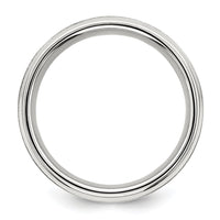 Load image into Gallery viewer, Sterling Silver 6mm Brushed Flat Beveled Edge Fancy Band Size 13.5
