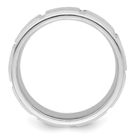 Load image into Gallery viewer, Sterling Silver 8mm Polished Flat Notched Beveled Edge Fancy Band Size 12.5
