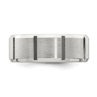 Load image into Gallery viewer, Sterling Silver 8mm Brushed Flat Notched Beveled Edge Fancy Band Size 11
