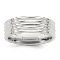 Load image into Gallery viewer, Sterling Silver 7mm Polished 5-Row Fancy Band Size 12.5
