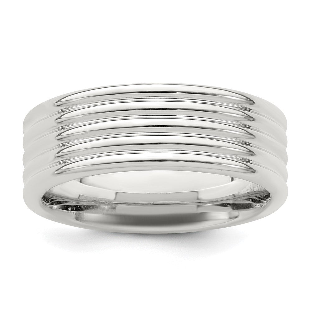 Sterling Silver 7mm Polished 5-Row Fancy Band Size 13