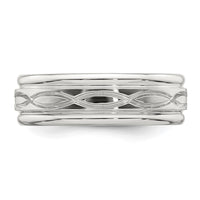 Load image into Gallery viewer, Sterling Silver 7mm Polished Flat Intertwined Design Beveled Edge Fancy Band Size 11
