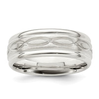 Load image into Gallery viewer, Sterling Silver 7mm Brushed Flat Intertwined Design Beveled Edge Fancy Band Size 10
