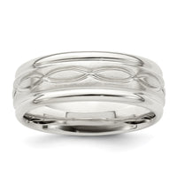 Load image into Gallery viewer, Sterling Silver 7mm Brushed Flat Intertwined Design Beveled Edge Fancy Band Size 13

