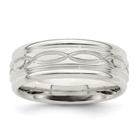 Load image into Gallery viewer, Sterling Silver 7mm Polished Flat Intertwined Design Beveled Edge Fancy Band Size 11
