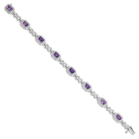 Load image into Gallery viewer, Sterling Silver Rhodium-plated Diamond &amp; Amethyst Bracelet
