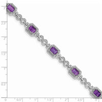 Load image into Gallery viewer, Sterling Silver Rhodium-plated Diamond &amp; Amethyst Bracelet

