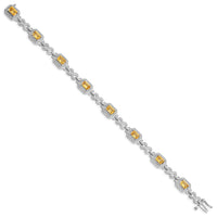 Load image into Gallery viewer, Sterling Silver Rhodium-plated Diamond &amp; Citrine Bracelet
