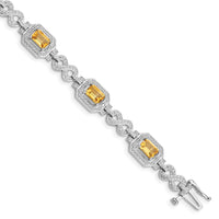 Load image into Gallery viewer, Sterling Silver Rhodium-plated Diamond &amp; Citrine Bracelet
