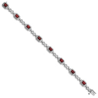Load image into Gallery viewer, Sterling Silver Rhodium-plated Diamond &amp; Garnet Bracelet
