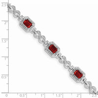 Load image into Gallery viewer, Sterling Silver Rhodium-plated Diamond &amp; Garnet Bracelet

