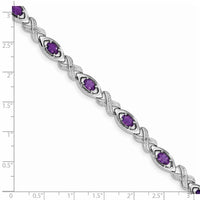 Load image into Gallery viewer, Sterling Silver Rhodium-plated Diamond &amp; Amethyst Bracelet
