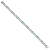 Load image into Gallery viewer, Sterling Silver Rhodium-plated Diamond &amp; Light Swiss Blue Topaz Bracelet
