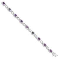 Load image into Gallery viewer, Sterling Silver Rhodium-plated Diamond &amp; Amethyst Bracelet
