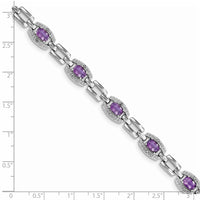Load image into Gallery viewer, Sterling Silver Rhodium-plated Diamond &amp; Amethyst Bracelet
