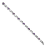 Load image into Gallery viewer, Sterling Silver Rhodium-plated Diamond &amp; Amethyst Bracelet
