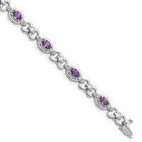 Load image into Gallery viewer, Sterling Silver Rhodium-plated Diamond &amp; Amethyst Bracelet
