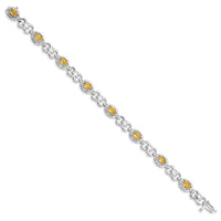 Load image into Gallery viewer, Sterling Silver Rhodium-plated Diamond &amp; Citrine Bracelet
