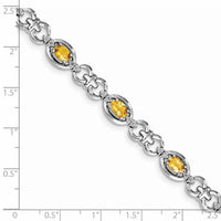Load image into Gallery viewer, Sterling Silver Rhodium-plated Diamond &amp; Citrine Bracelet
