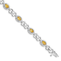 Load image into Gallery viewer, Sterling Silver Rhodium-plated Diamond &amp; Citrine Bracelet
