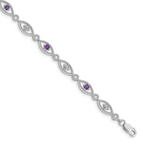 Load image into Gallery viewer, Sterling Silver Rhodium-plated Amethyst Diamond Bracelet
