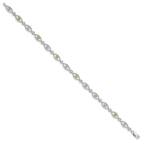 Load image into Gallery viewer, Sterling Silver Rhodium-plated Citrine Diamond Bracelet
