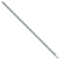 Load image into Gallery viewer, Sterling Silver Rhodium-plated Blue Topaz Diamond Bracelet
