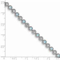 Load image into Gallery viewer, Sterling Silver Rhodium-plated Blue Topaz Diamond Bracelet
