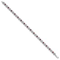 Load image into Gallery viewer, Sterling Silver Rhodium-plated Garnet Diamond Bracelet
