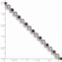 Load image into Gallery viewer, Sterling Silver Rhodium-plated Garnet Diamond Bracelet
