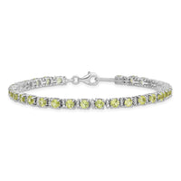Load image into Gallery viewer, Sterling Silver Rhodium-plated Peridot and Diamond Bracelet
