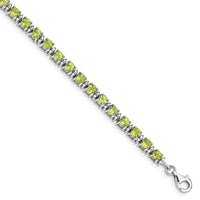 Load image into Gallery viewer, Sterling Silver Rhodium-plated Peridot and Diamond Bracelet

