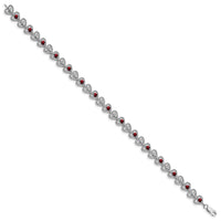 Load image into Gallery viewer, Sterling Silver Rhodium-plated Garnet Diamond Bracelet
