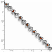 Load image into Gallery viewer, Sterling Silver Rhodium-plated Garnet Diamond Bracelet
