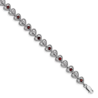 Load image into Gallery viewer, Sterling Silver Rhodium-plated Garnet Diamond Bracelet
