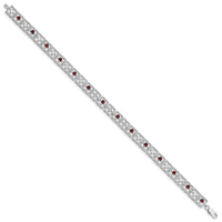Load image into Gallery viewer, Sterling Silver Rhodium-plated Garnet Diamond Bracelet
