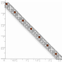 Load image into Gallery viewer, Sterling Silver Rhodium-plated Garnet Diamond Bracelet
