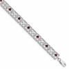 Sterling Silver Rhodium-plated Garnet Diamond Bracelet