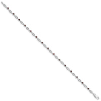 Load image into Gallery viewer, Sterling Silver Rhodium-plated Garnet Diamond Bracelet
