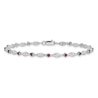 Load image into Gallery viewer, Sterling Silver Rhodium-plated Garnet Diamond Bracelet
