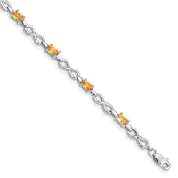 Load image into Gallery viewer, Sterling Silver Rhodium-plated Citrine Bracelet
