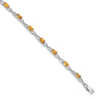 Load image into Gallery viewer, Sterling Silver Rhodium-plated Citrine Bracelet
