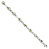 Load image into Gallery viewer, Sterling Silver Rhodium-plated Diamond &amp; Peridot Bracelet

