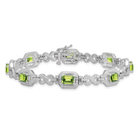 Load image into Gallery viewer, Sterling Silver Rhodium-plated Diamond &amp; Peridot Bracelet
