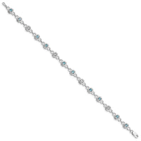 Load image into Gallery viewer, Sterling Silver Rhodium-plated Blue Topaz &amp; Diamond Bracelet
