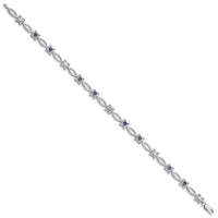 Load image into Gallery viewer, Sterling Silver Rhodium-plated Amethyst &amp; Diamond Bracelet
