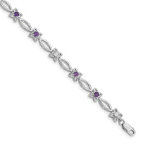 Load image into Gallery viewer, Sterling Silver Rhodium-plated Amethyst &amp; Diamond Bracelet
