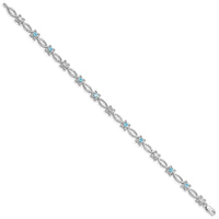 Load image into Gallery viewer, Sterling Silver Rhodium-plated Blue Topaz &amp; Diamond Bracelet
